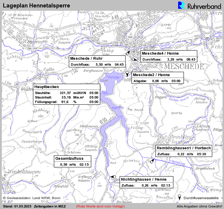 Systembild: Lageplan Hennetalsperre