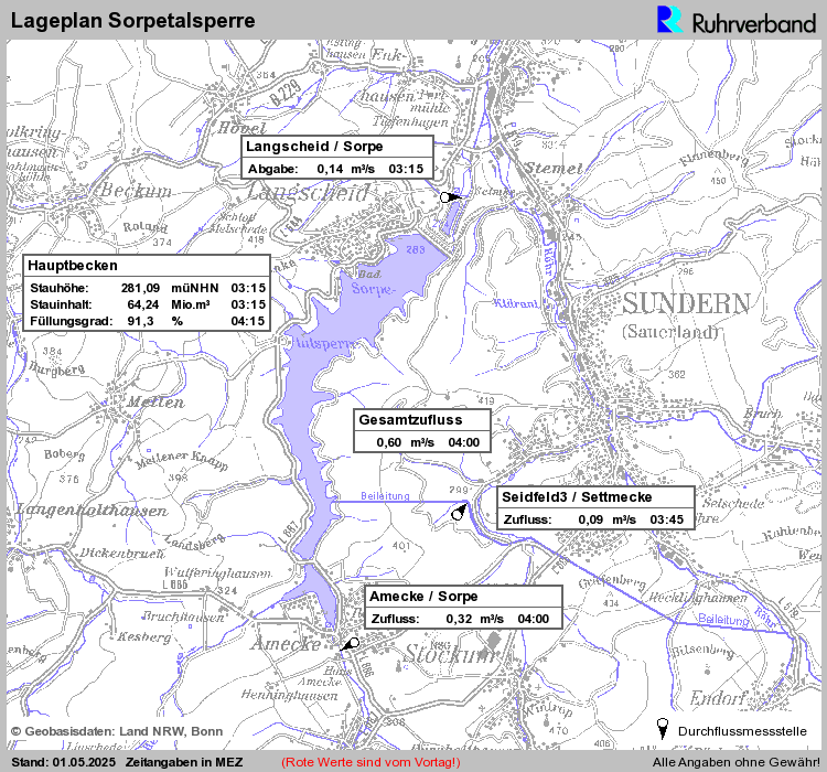 Systembild: Lageplan Sorpetalsperre